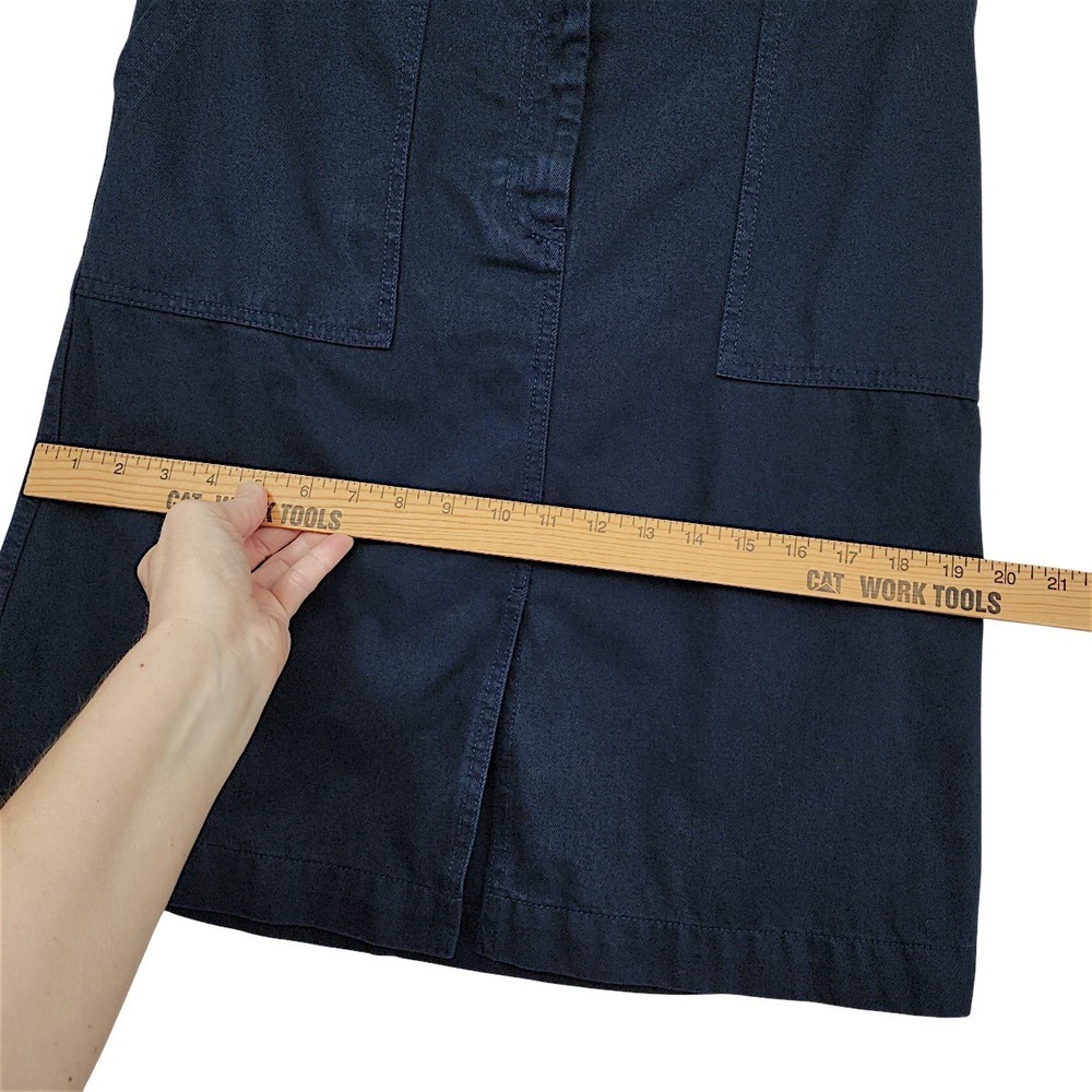 J Crew Skirt 8 Navy Blue Chambray Cotton Patch Pocket A-Line Coastalgrandma Boho - Picture 8 of 13